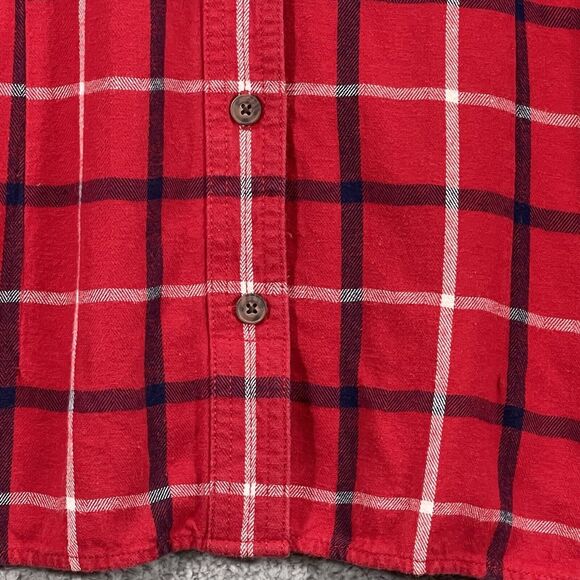 Duluth Trading Flannel Button Up Top Women XXL Red Plaid Long Sleeve Cotton Z14 - Picture 5 of 14